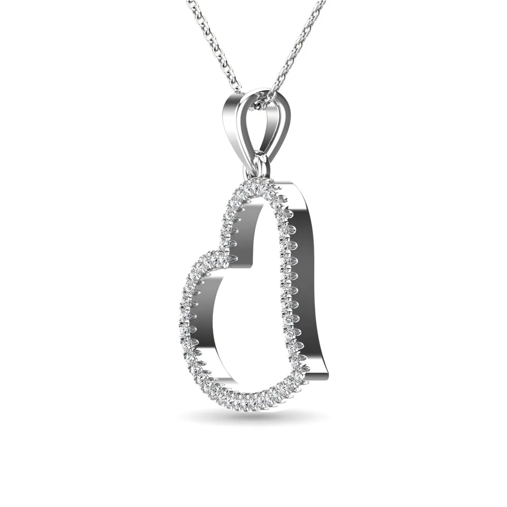 10K White Gold 1/6 Ctw Diamond Heart Pendant ( Color G-H, Clarity I1-I2 )