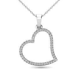 10K White Gold 1/6 Ctw Diamond Heart Pendant ( Color G-H, Clarity I1-I2 )