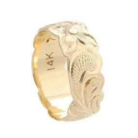 14K Yellow Gold Queen Scroll Ring 8mm