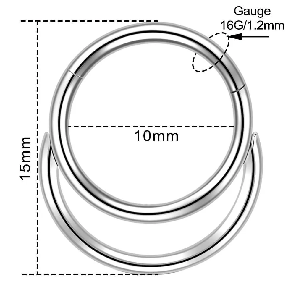 16G Paved Double Loop Daith Earrings Hinged Septum Clicker