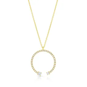 18k Yellow Gold 0.79ctw Diamond Large Open Round Necklace