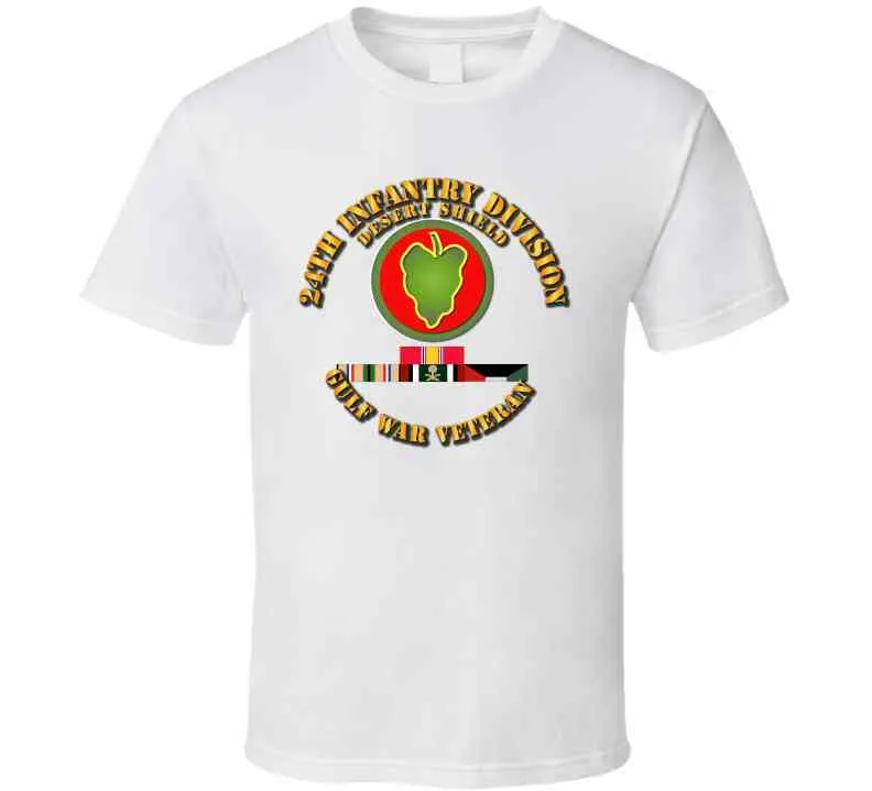 24th Infantry Division - Desert Shield with Service Ribbons T-Shirt, Premium, and Hoodie