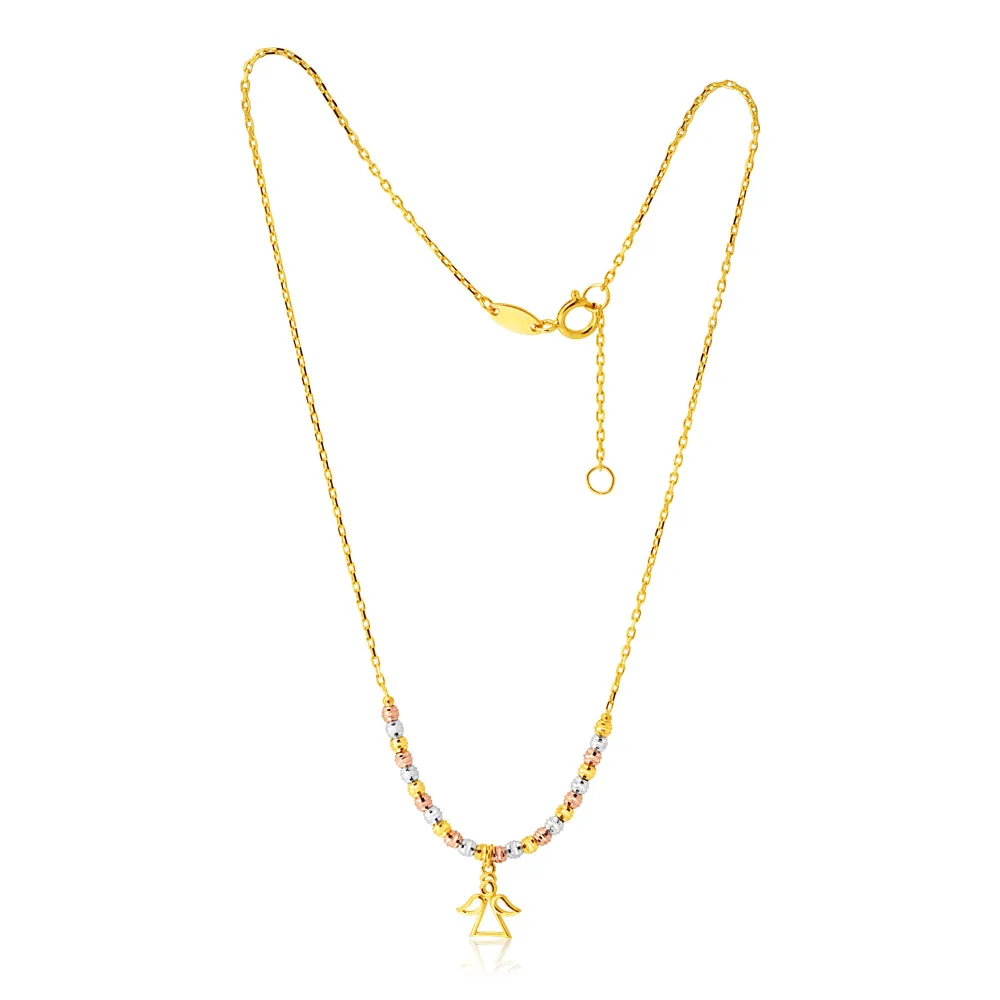 9ct Gold Figaro Angel 27cm Anklet