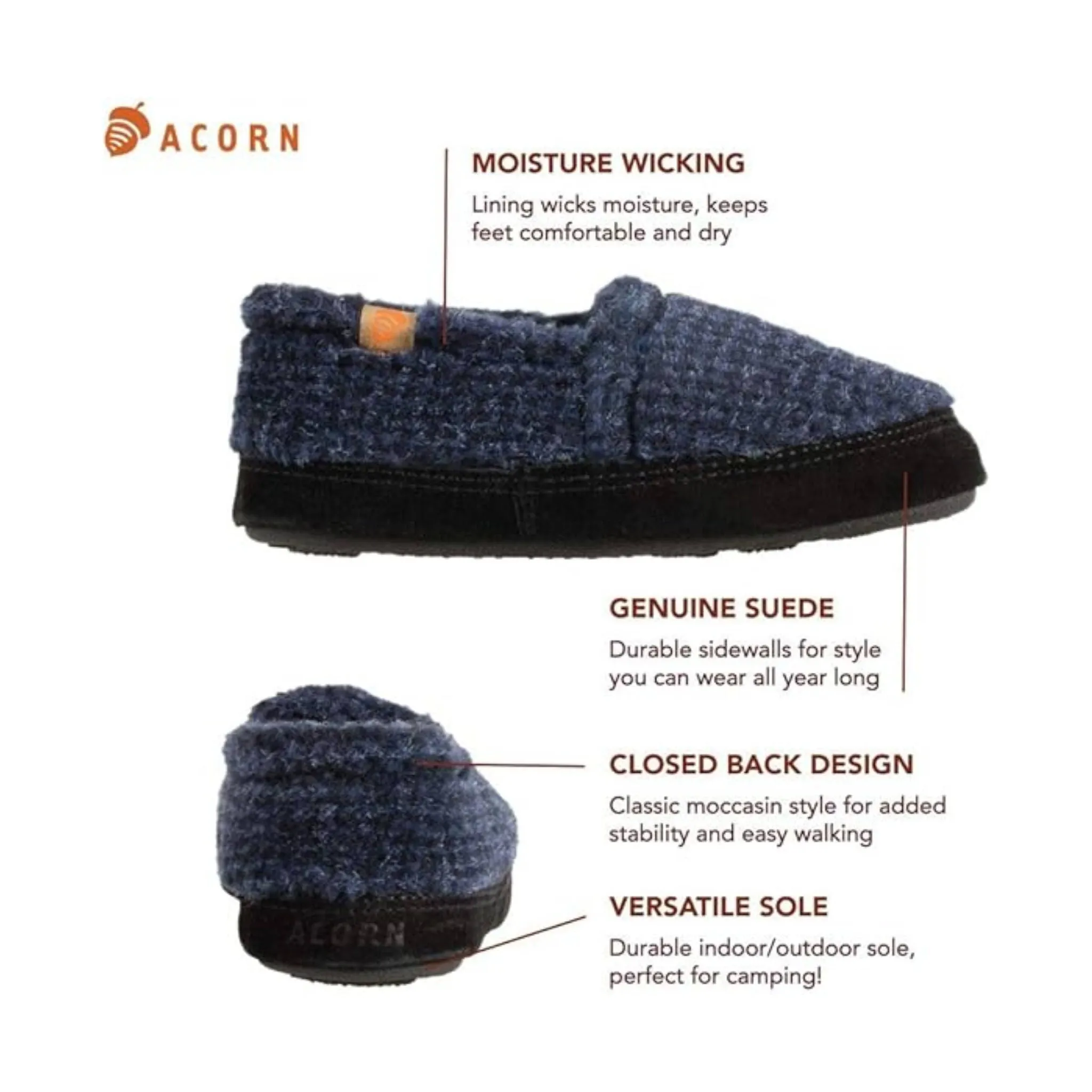 Acorn Kids' Moc Slippers - Blue Check