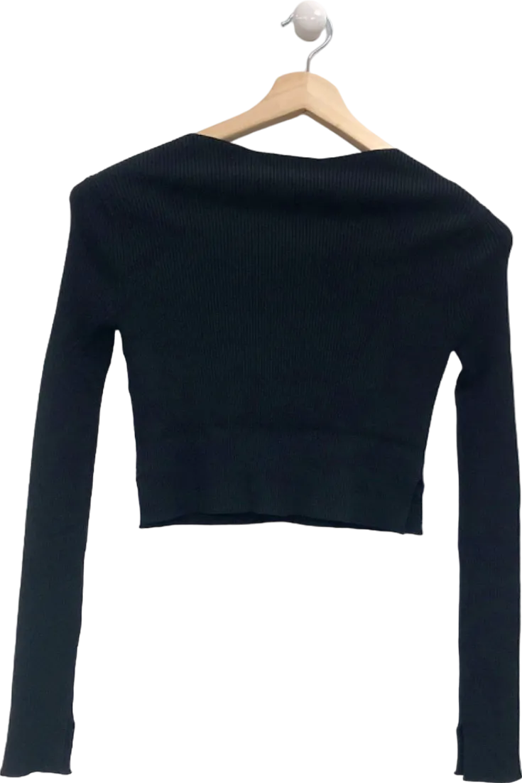 AllSaints Black Ribbed Long Sleeve Top Small