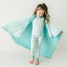 Aqua Gingham Large Cloud Blanket®