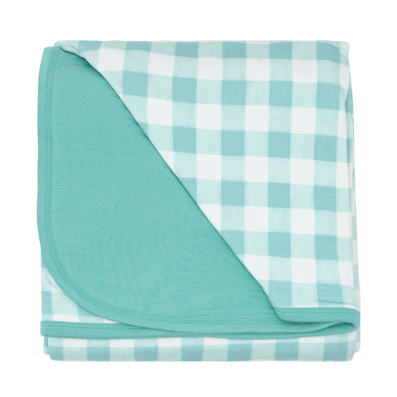 Aqua Gingham Large Cloud Blanket®