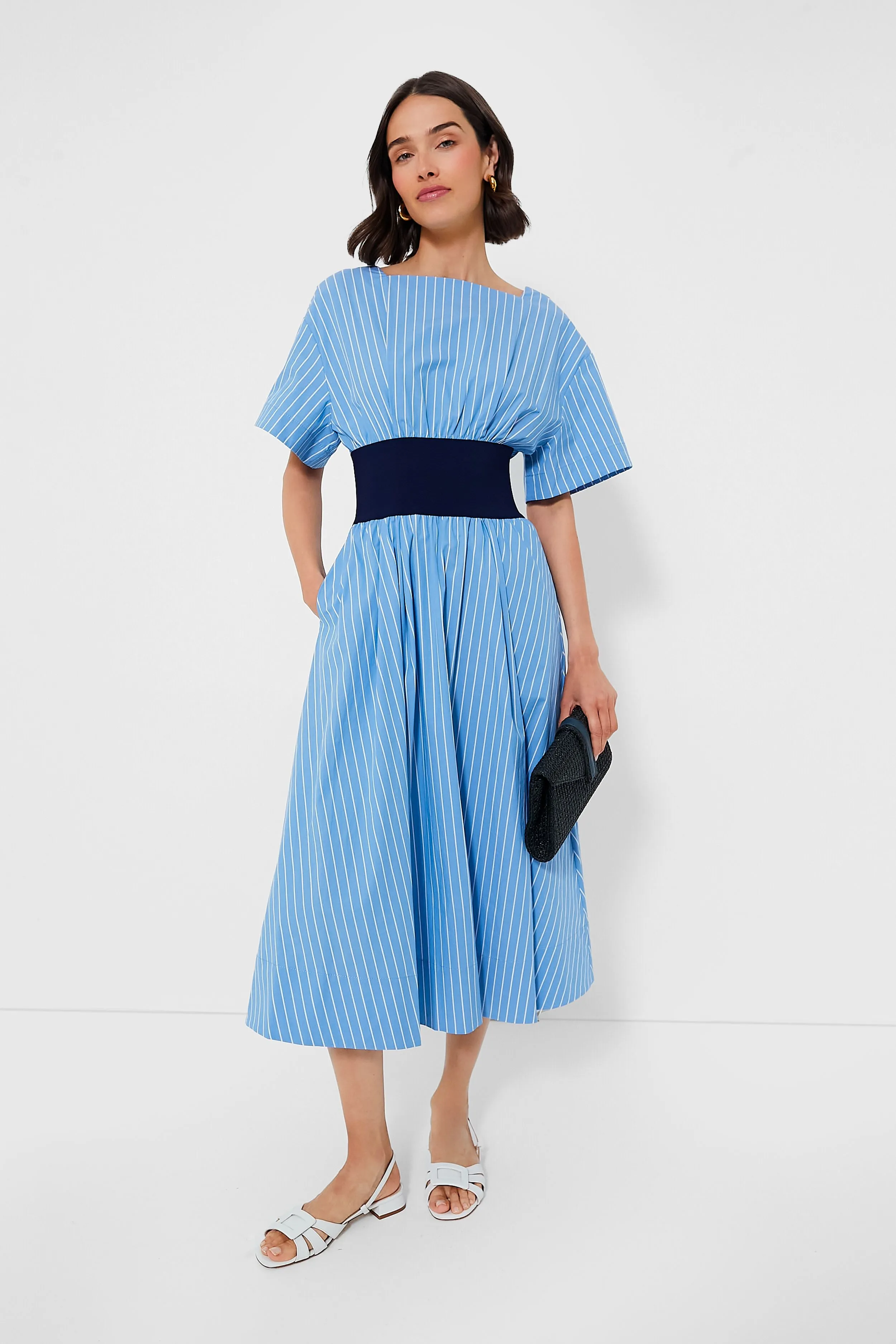 Azure Pinstripe Amy Dress