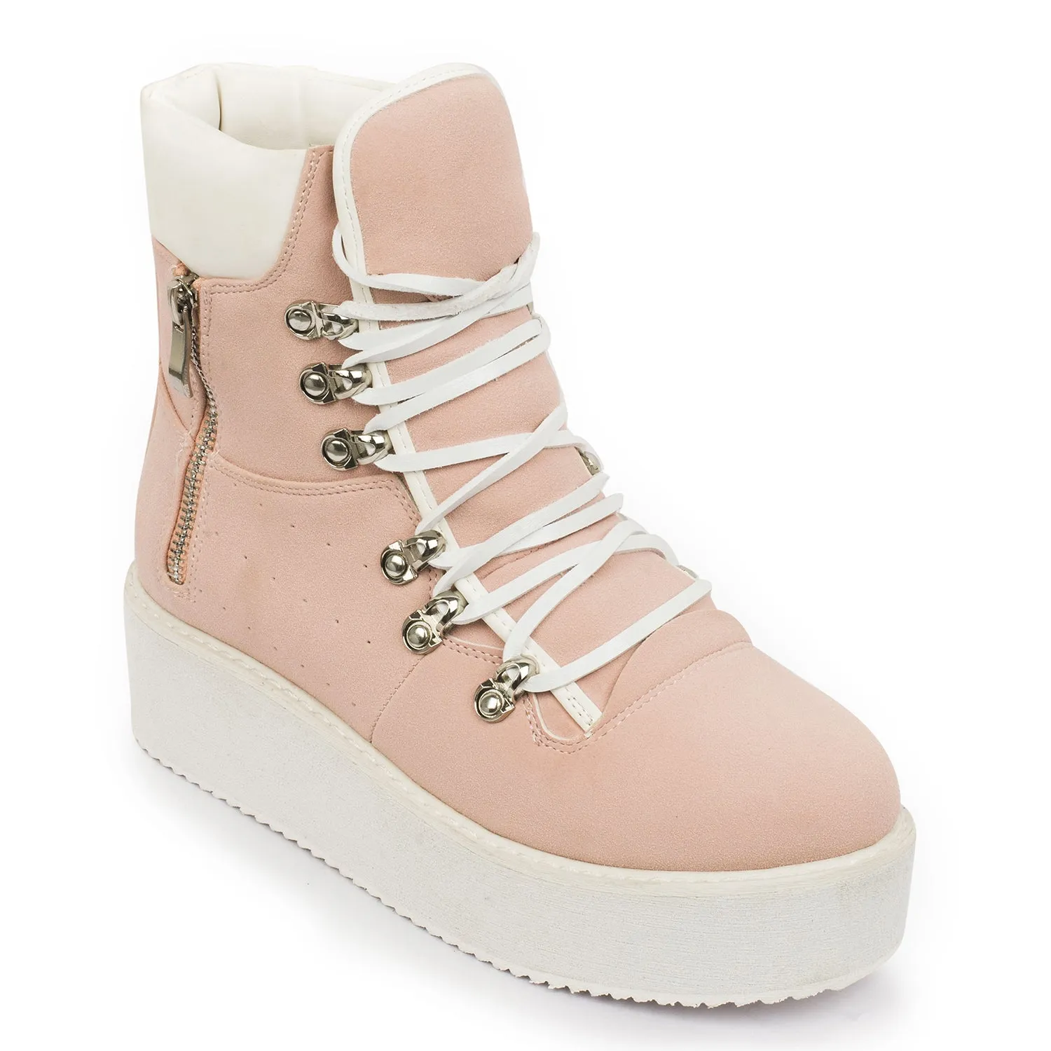 Baby Pink Lace Up High Tops