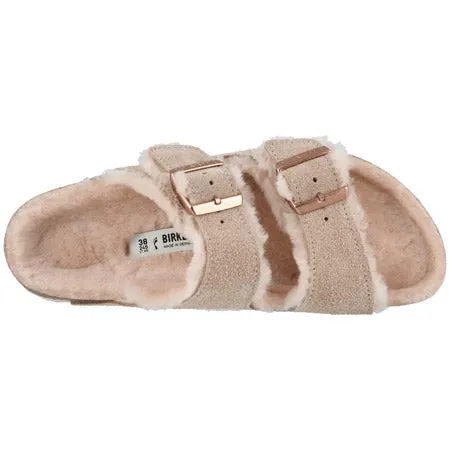 BIRKENSTOCK ARIZONA SHEARLING NUDE SUEDE - WOMENS