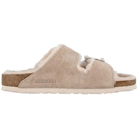 BIRKENSTOCK ARIZONA SHEARLING NUDE SUEDE - WOMENS