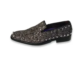 Black Multi Spiked Tuxedo Loafer | Fancy Formal Wear Shoe For Men