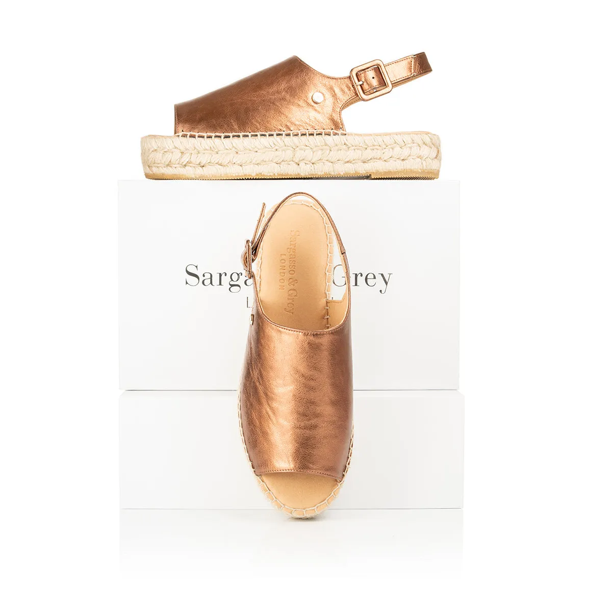 Bona - Wide Fit Espadrille - Bronze Metallic Leather