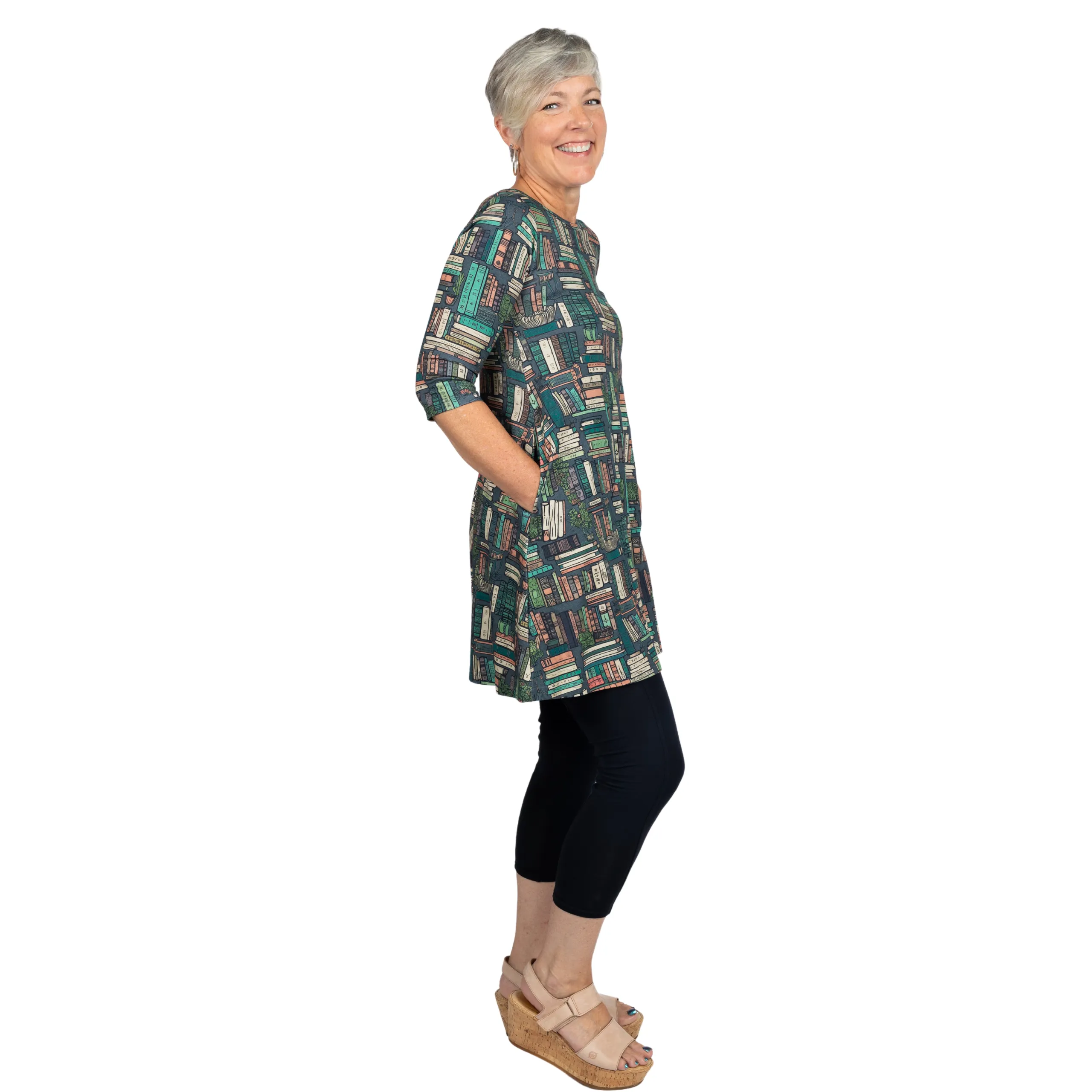 Botanical Library 3/4th Sleeves Long Tunic