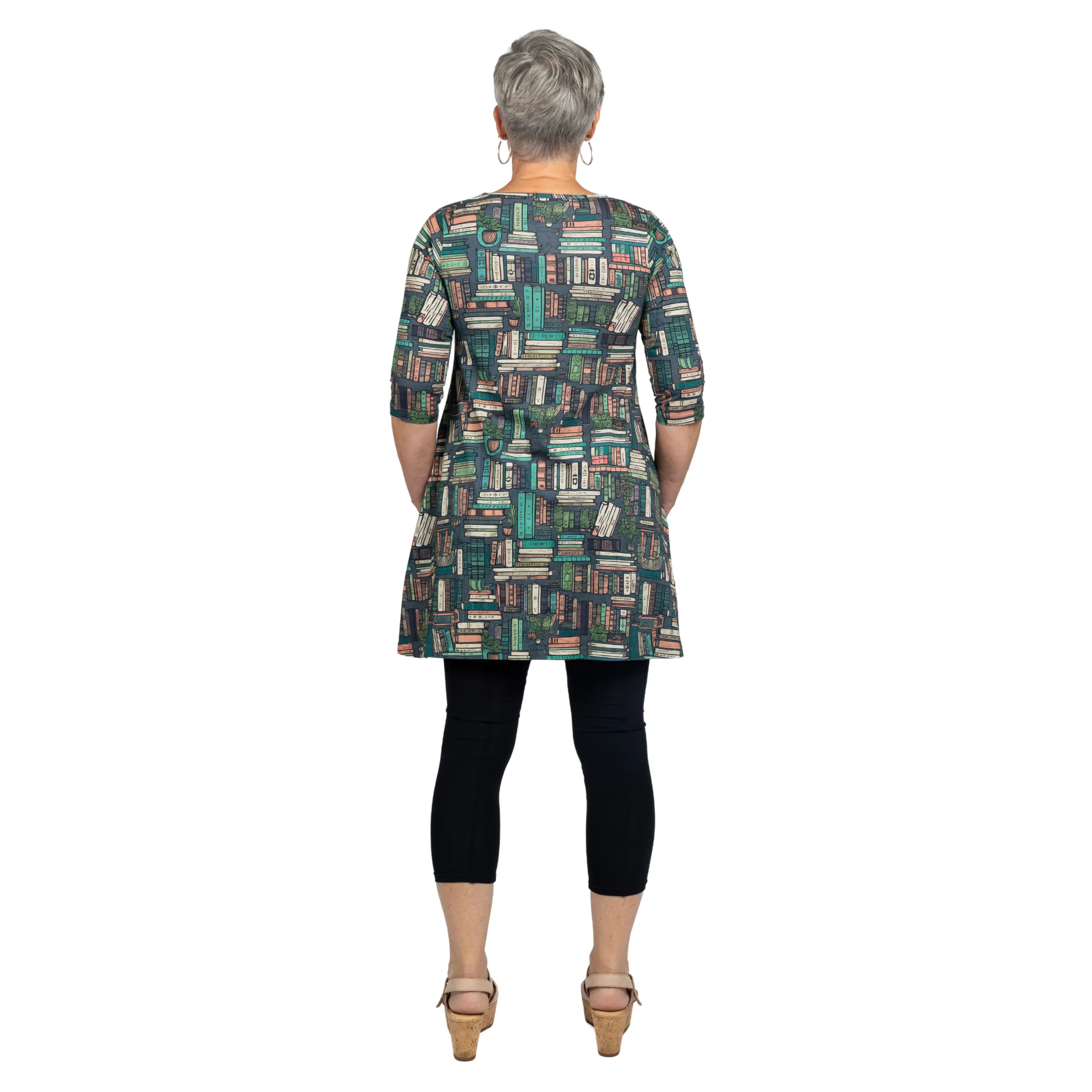 Botanical Library 3/4th Sleeves Long Tunic