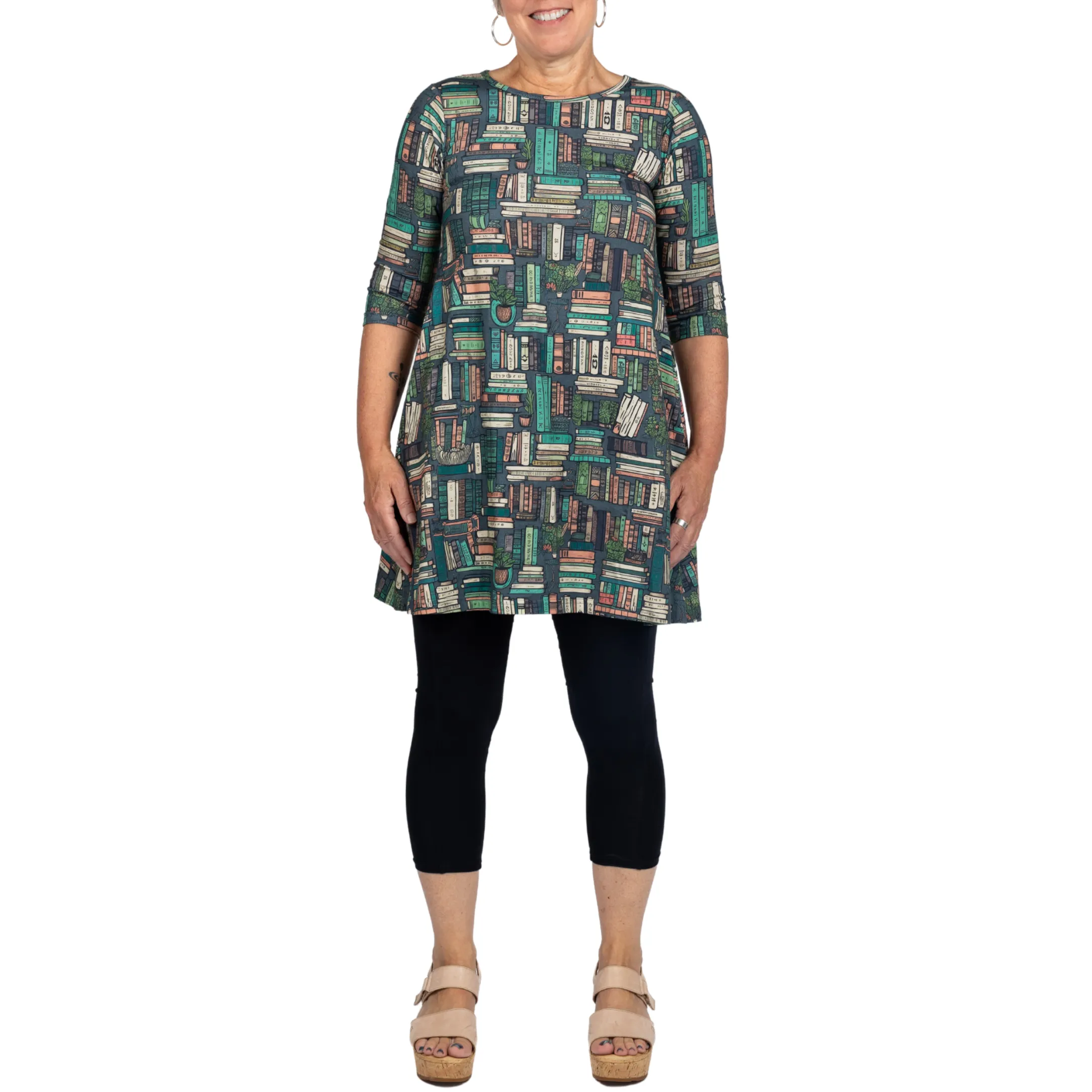 Botanical Library 3/4th Sleeves Long Tunic