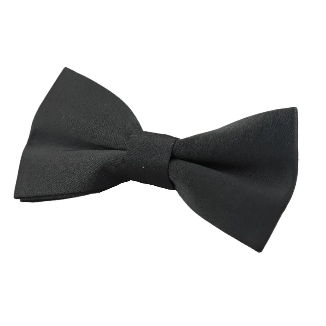 Bow Tie Black Satin Clip On Mens Boys Unisex Tuxedo Shirt Classic Bowtie