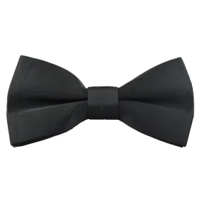 Bow Tie Black Satin Clip On Mens Boys Unisex Tuxedo Shirt Classic Bowtie