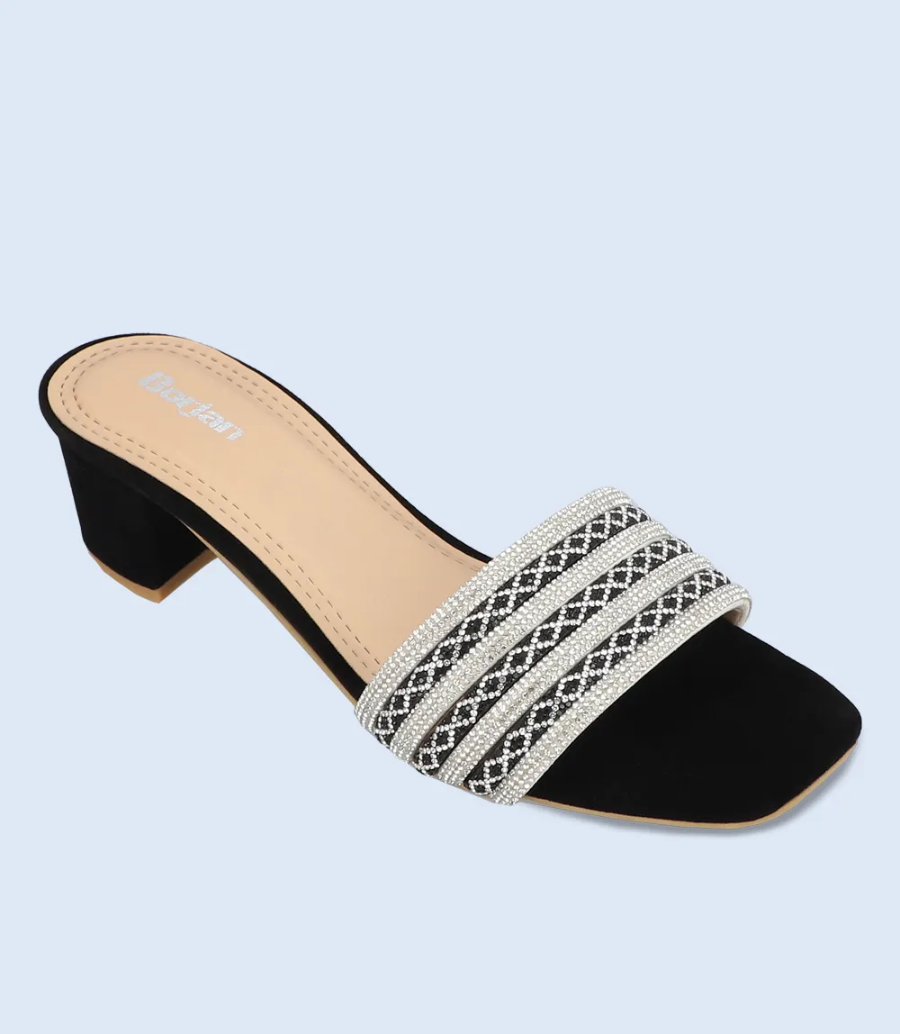 BW10016-BLACK-Women Slipper Heel