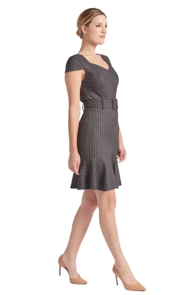 Cap Sleeve Pinstripe Dress