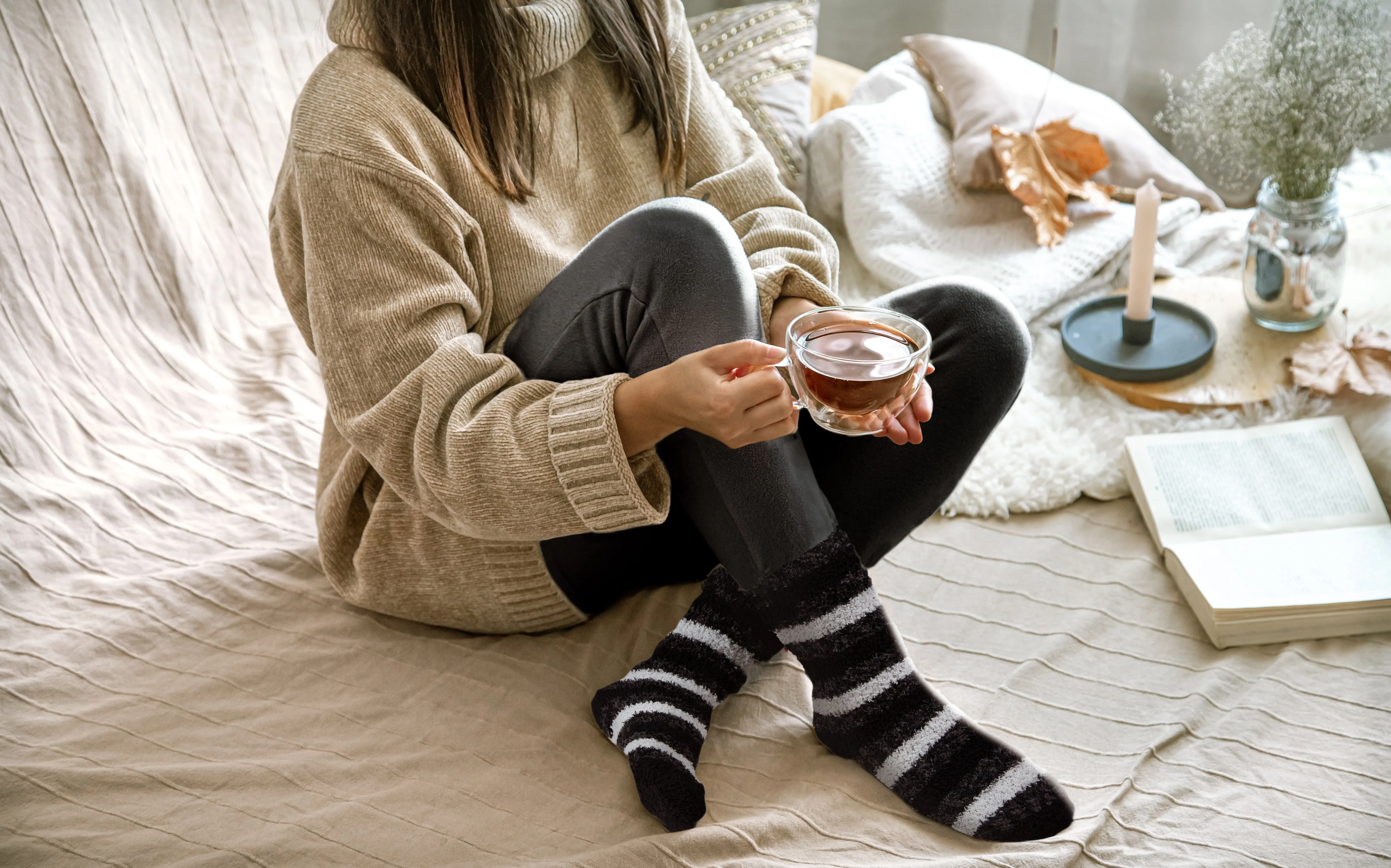 Charcoal Stripe Cozy Sock & Legging Set