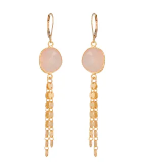 Checkerboard Faceted Pink Calcedony Earrings by Galit