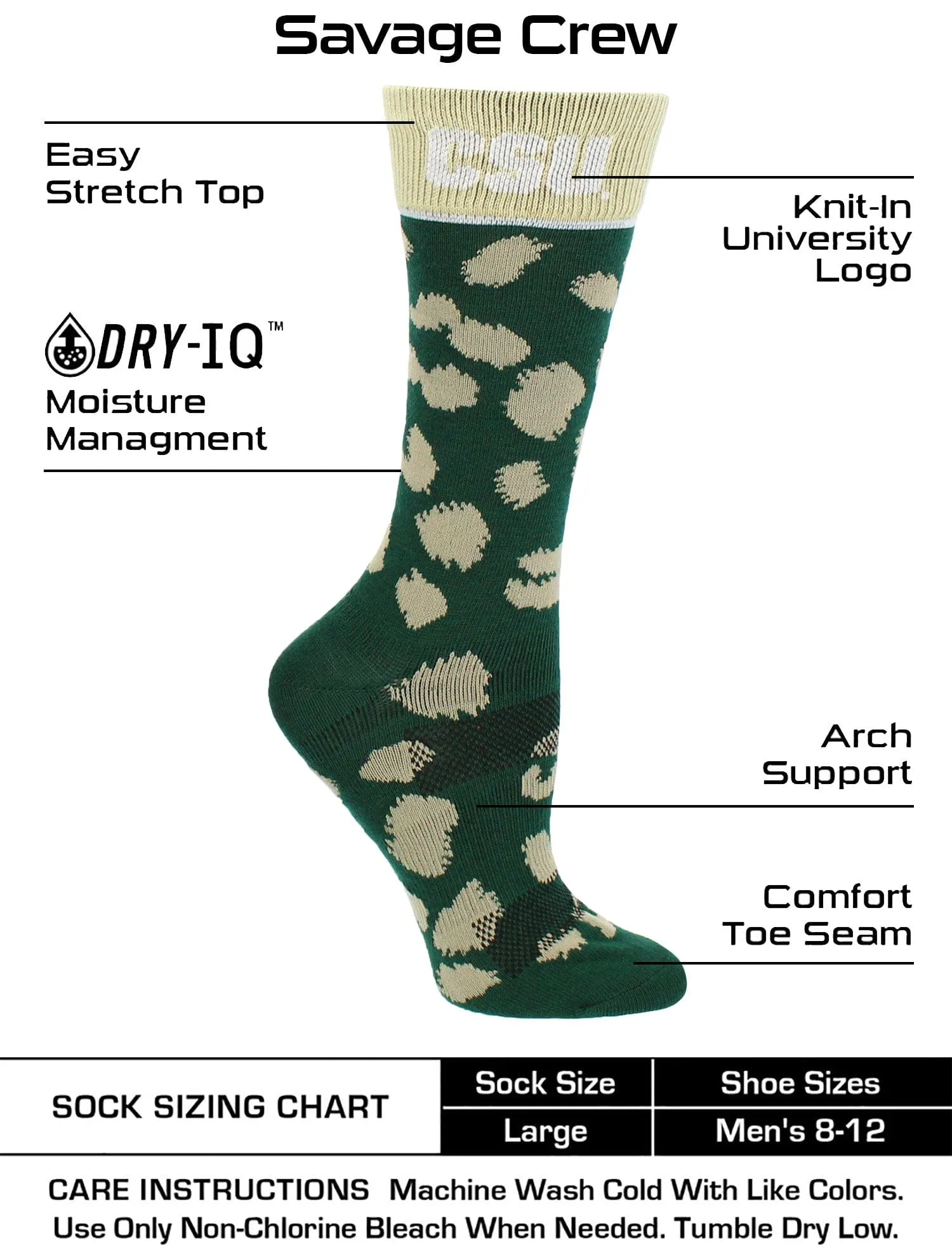 CSU Colorado State Rams Socks Womens Savage Crew Socks