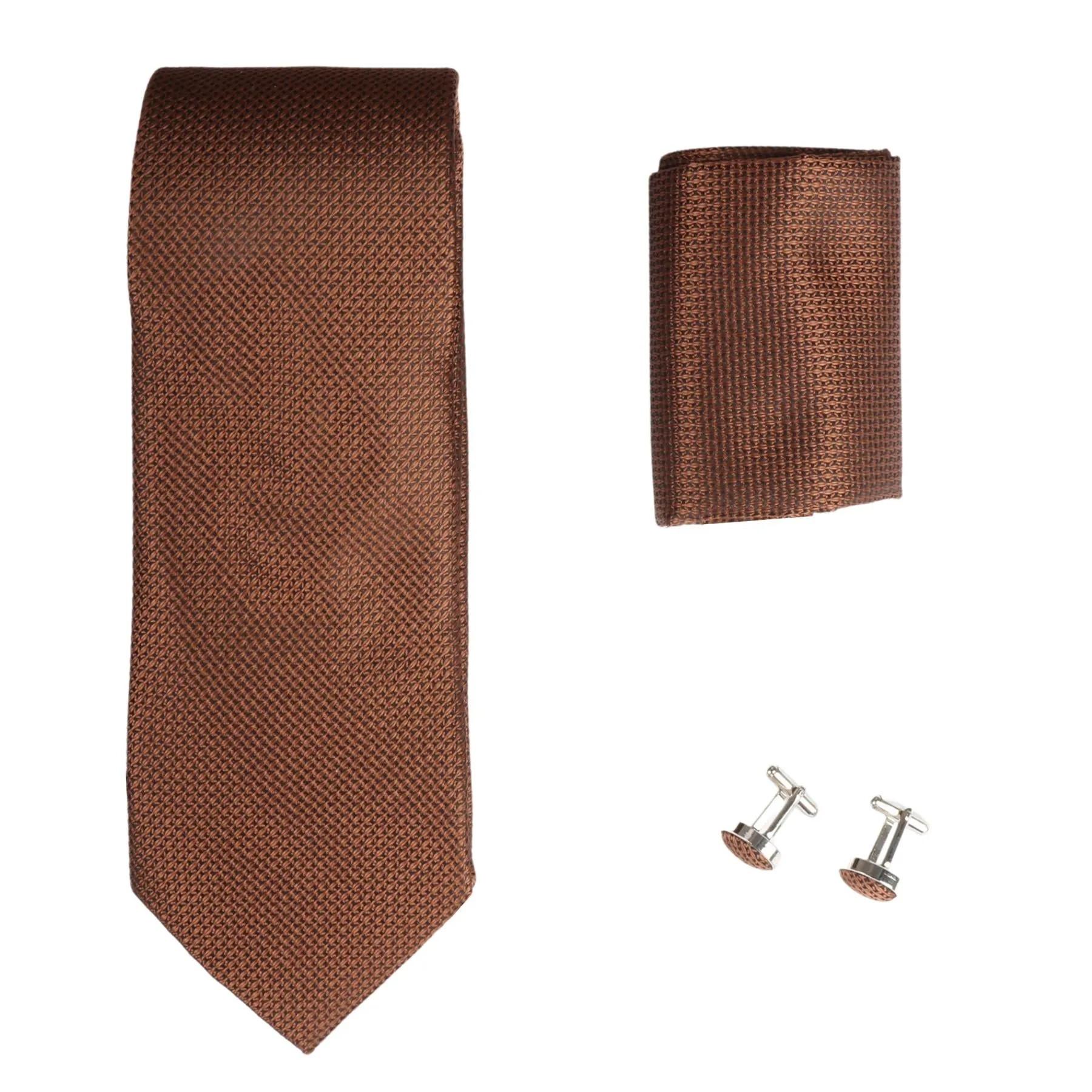 Diamond Neck Tie Gift Set Pocket Square Cuff Links Pin Tie For Shirt Satin