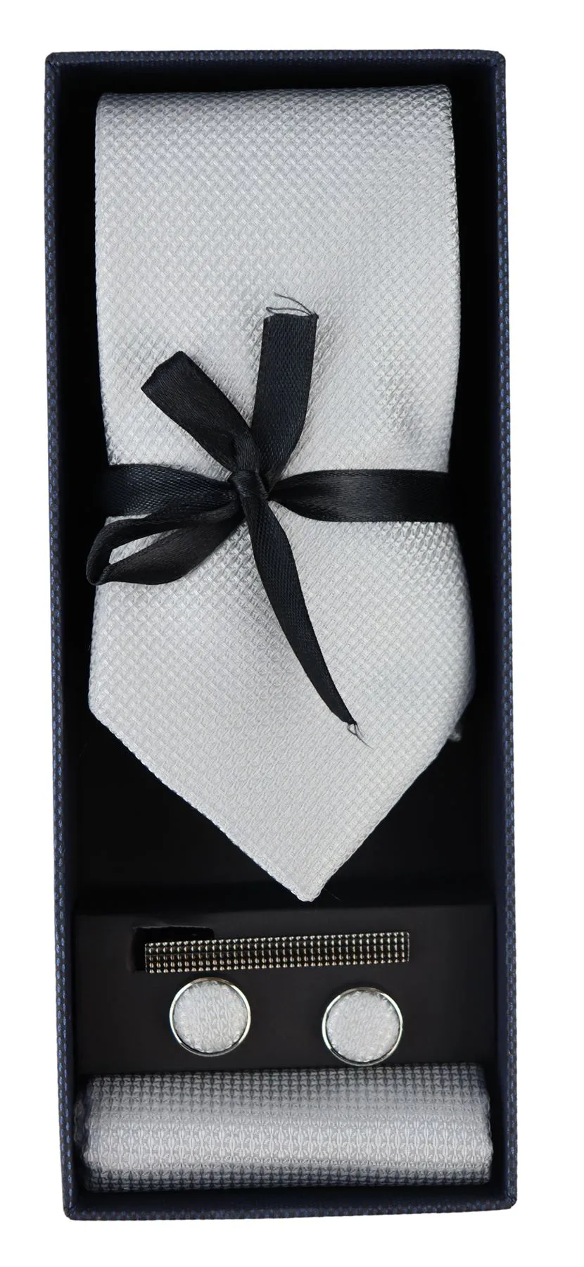 Diamond Neck Tie Gift Set Pocket Square Cuff Links Pin Tie For Shirt Satin