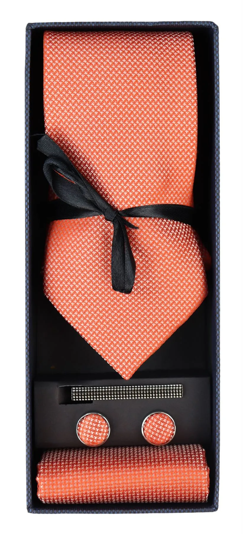 Diamond Neck Tie Gift Set Pocket Square Cuff Links Pin Tie For Shirt Satin