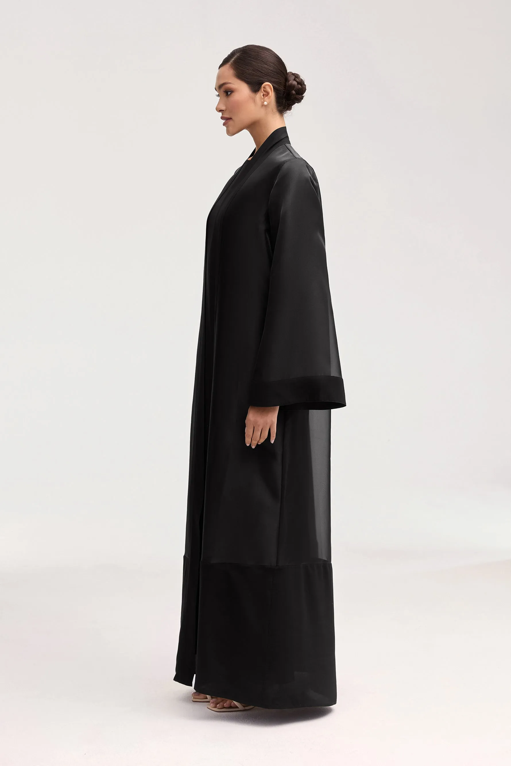 Estee Viscose Open Abaya - Black