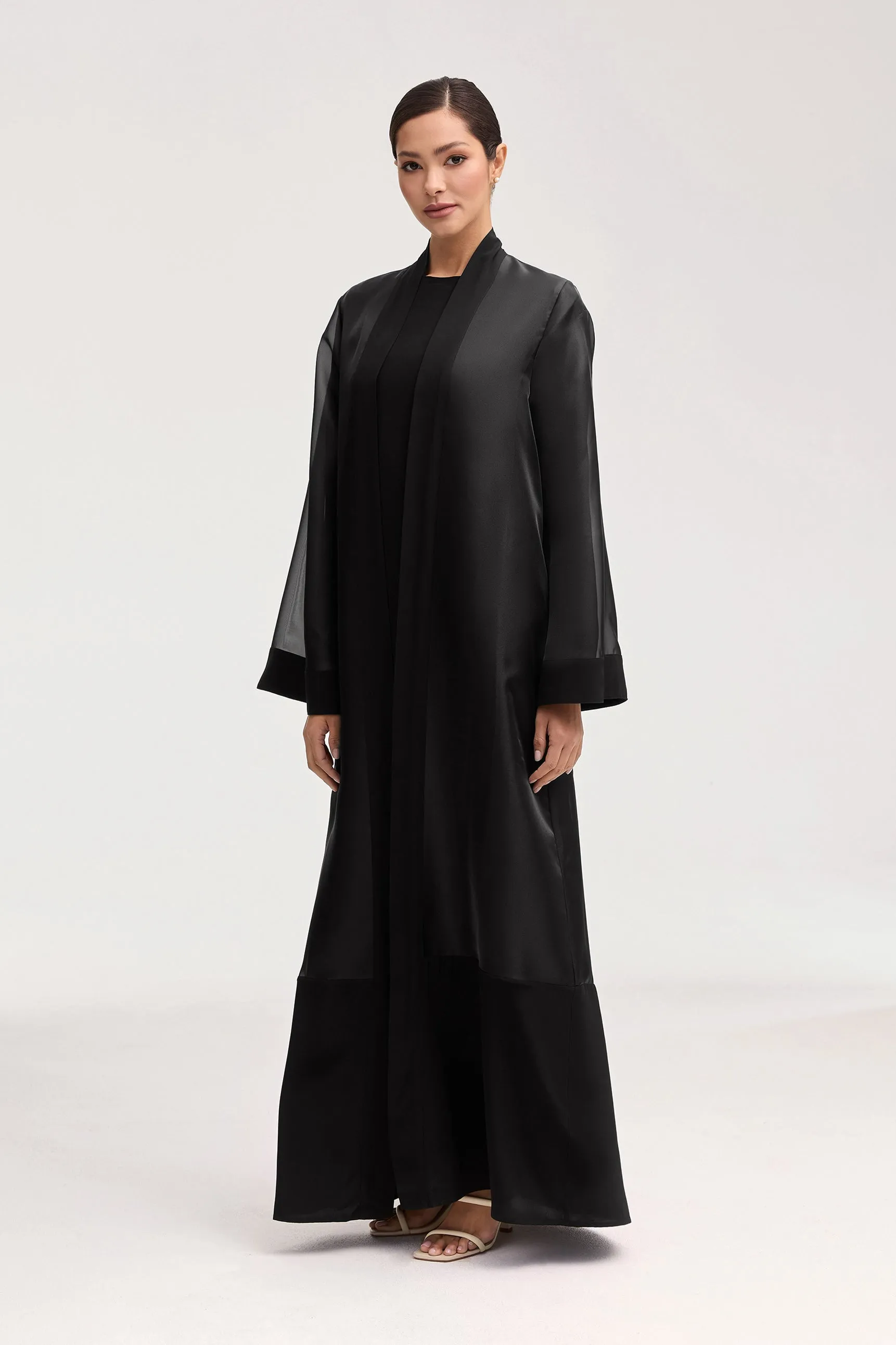 Estee Viscose Open Abaya - Black