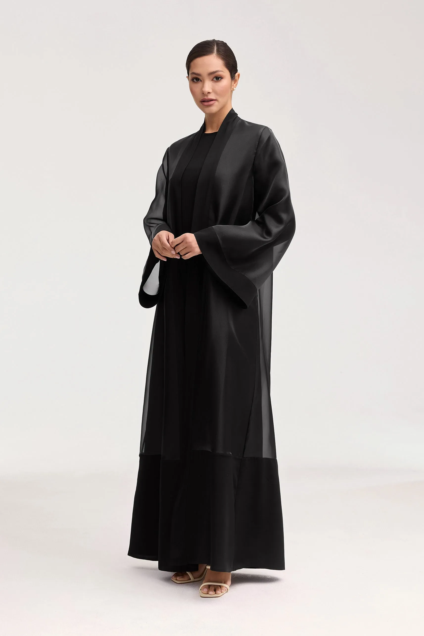 Estee Viscose Open Abaya - Black