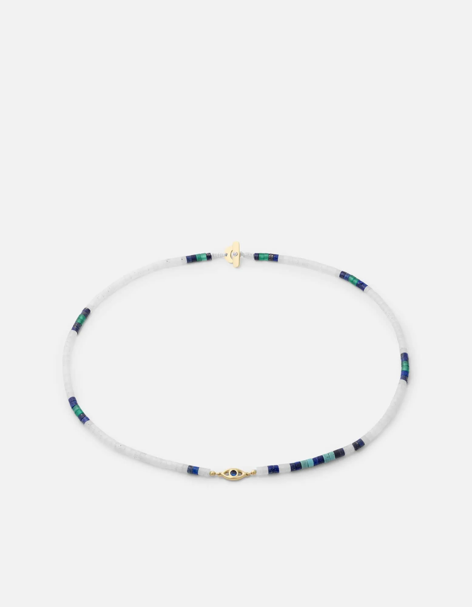 Evil Eye Beaded Choker, Gold Vermeil w/Sapphire