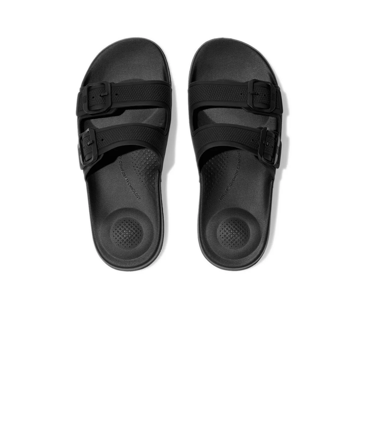 FitFlop iQushion Two Bar Buckle Slides All Black