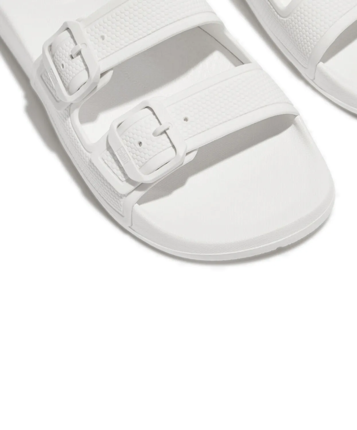 FitFlop iQushion Two Bar Buckle Slides White