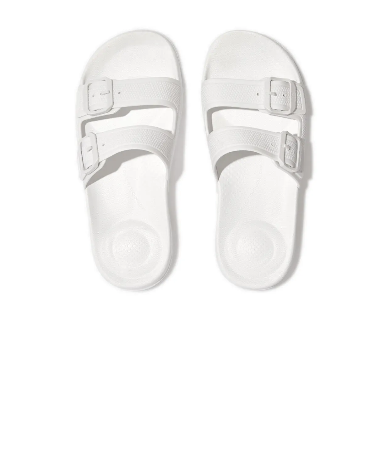 FitFlop iQushion Two Bar Buckle Slides White