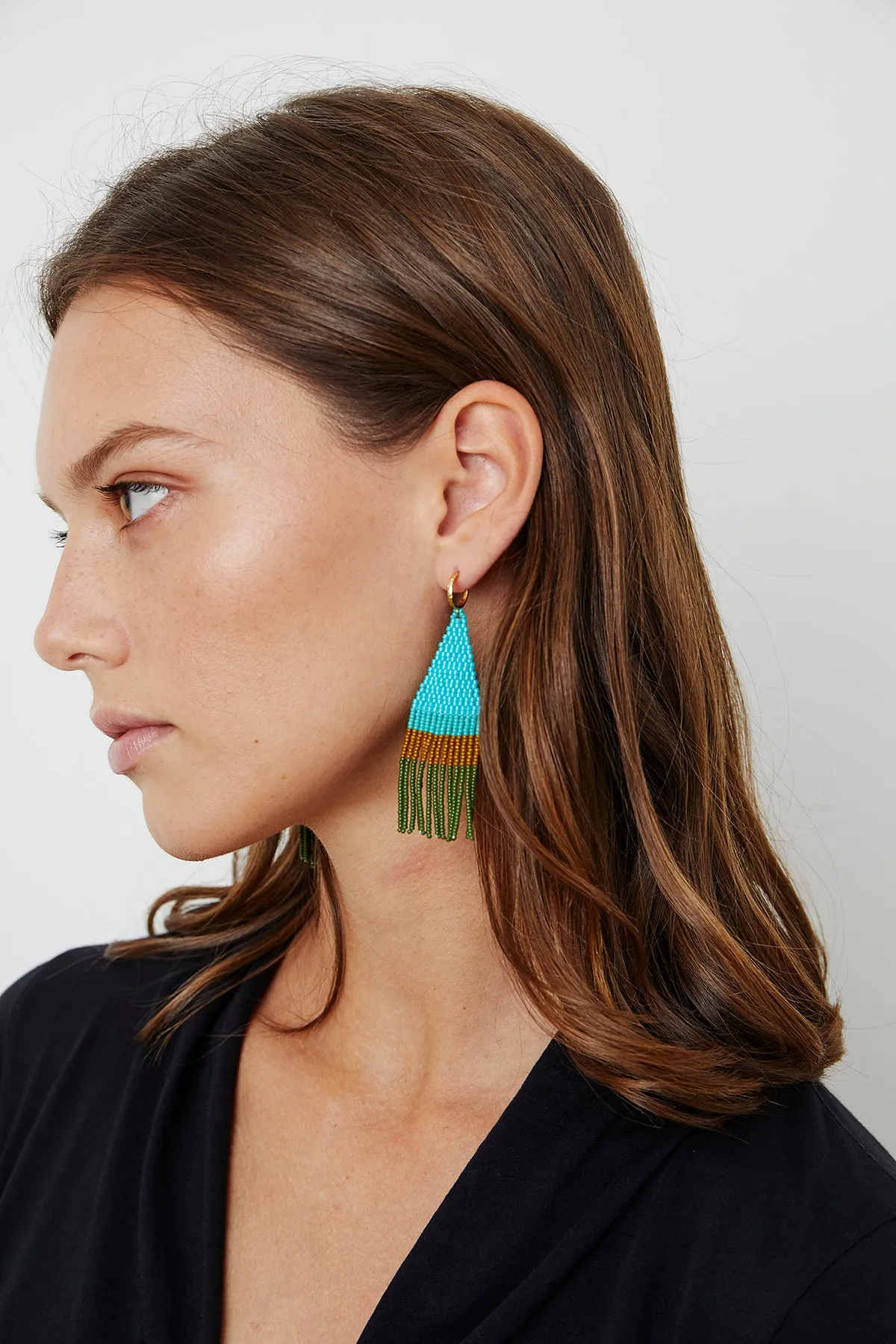 FRANJA BEADED FRINGE EARRINGS BY BLUMA PROJECT