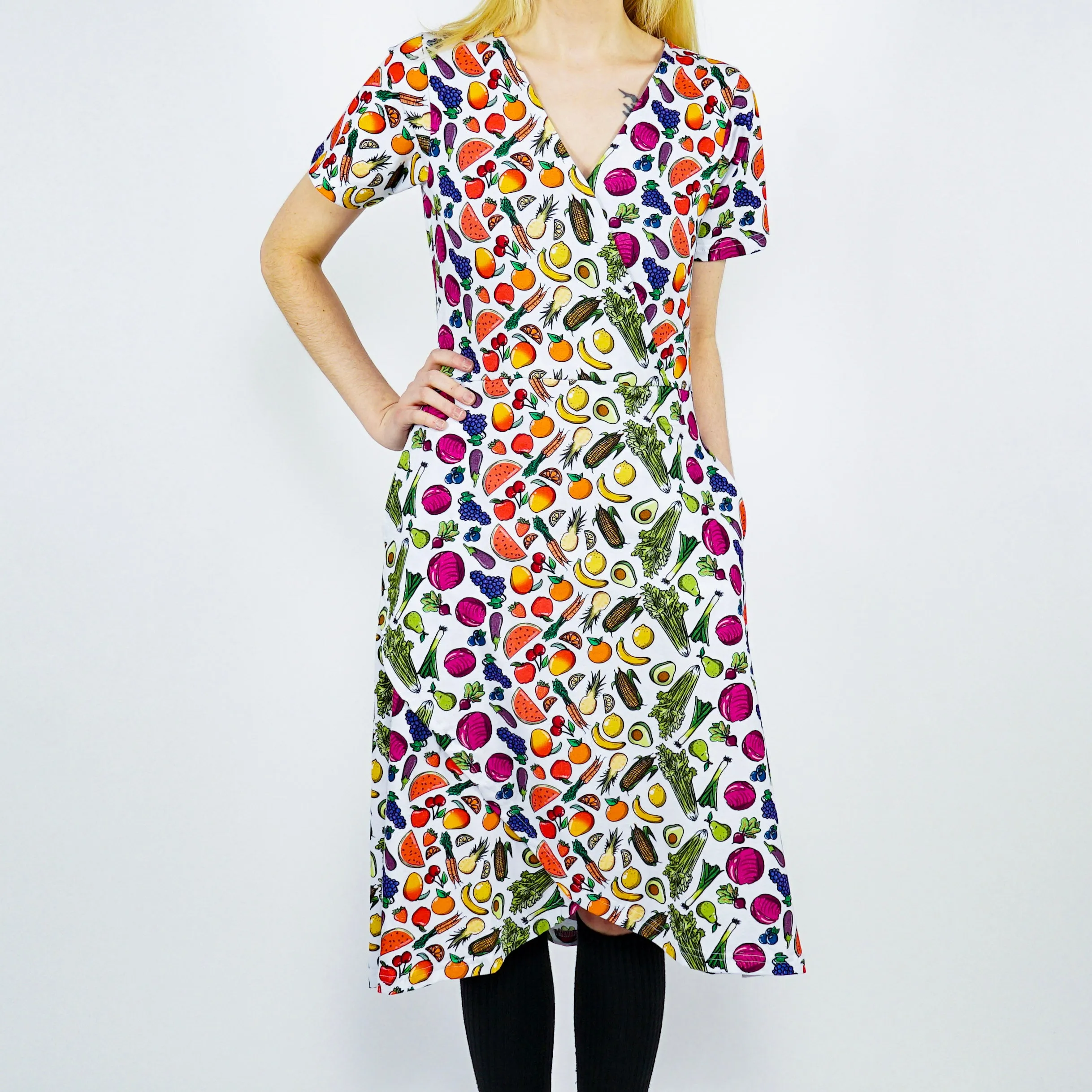 Fruits & Veggies Faux Wrap Dress [FINAL SALE]