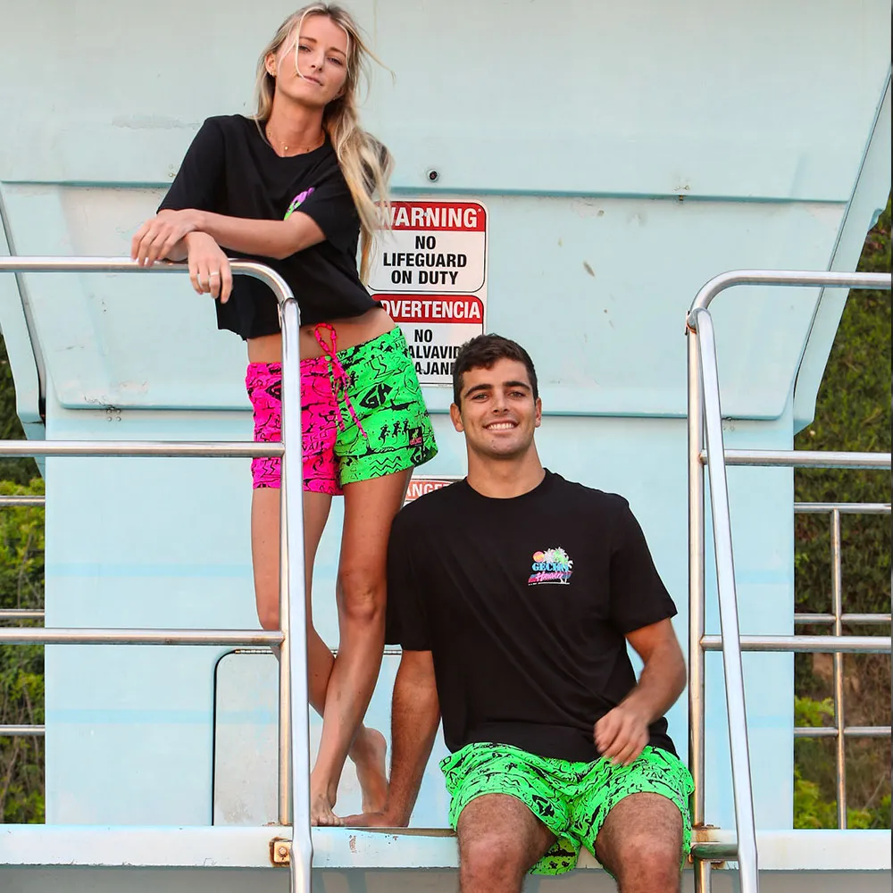 Gecko Wall - Neon Pink/Green Split Unisex Beach Runners