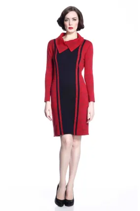 Genevieve Elegant Reversible Dress - Red/Black