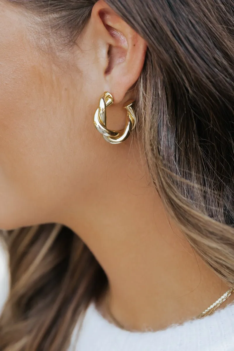 Gold Dipped Metallic Twisted Hoop Earrings