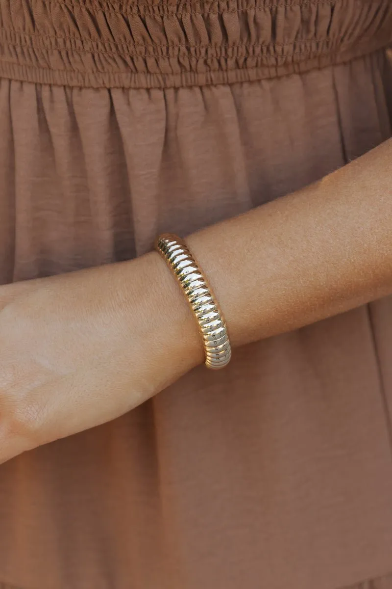 Gold Textured Cuff Bracelet