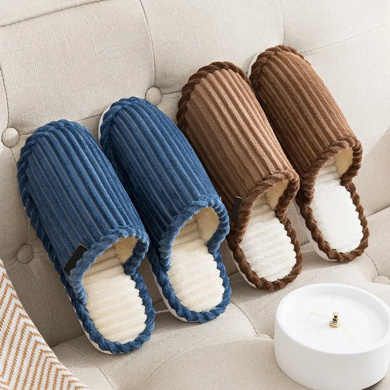 Groovywish Men Comfy Warm Slippers Smooth Yarn Home Slides