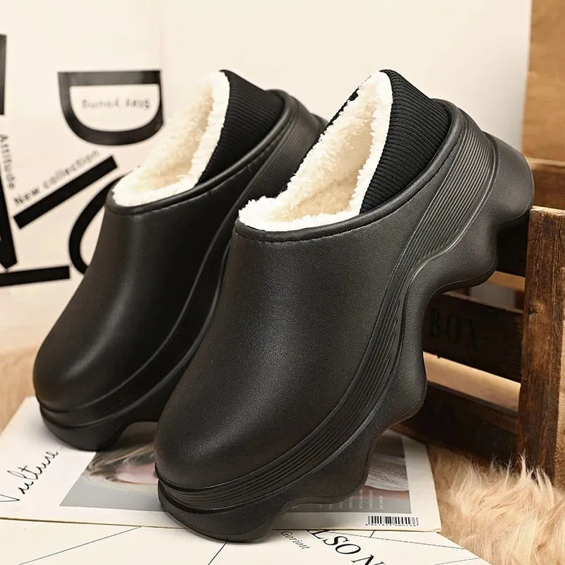 Groovywish Men Fur Slippers Ankle Support Unique Casual Winter Footwear