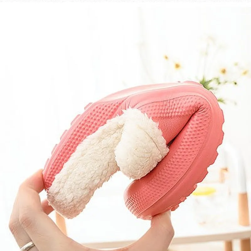 Groovywish Plush Winter Slippers Women Heel Support Waterproof Slides