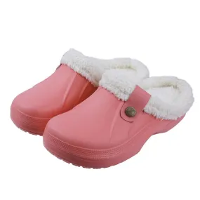 Groovywish Plush Winter Slippers Women Heel Support Waterproof Slides