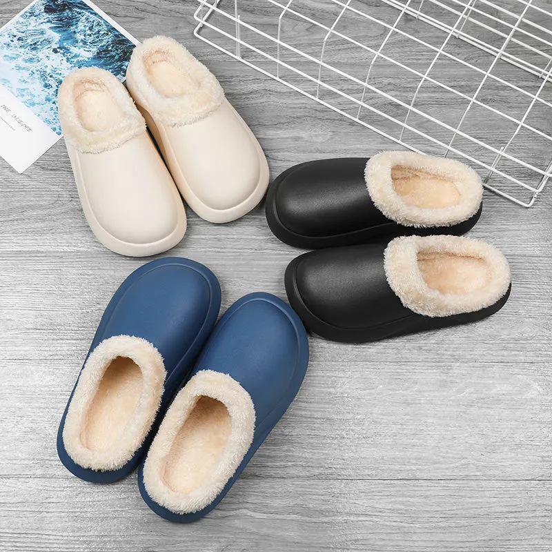 Groovywish Waterproof Men Slippers Anti-slip Plush Home Footwear