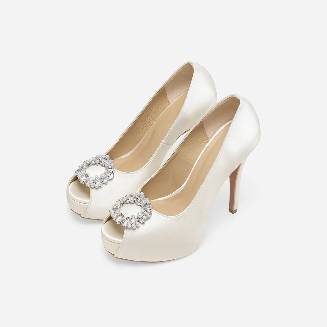 Heart of Eternity Pearl White Love Wedding Pumps