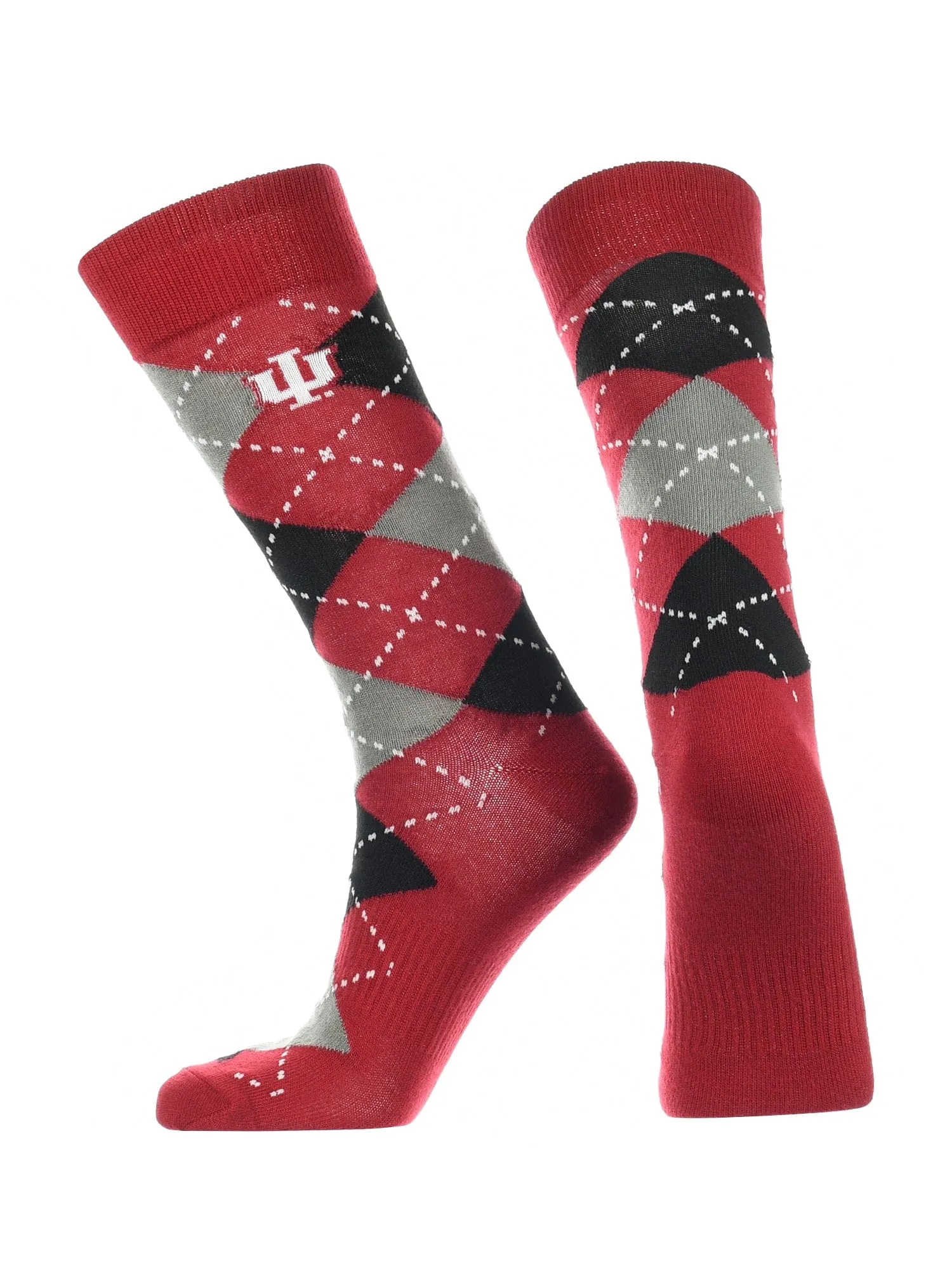 Indiana Hoosiers Argyle Dress Socks NCAA Fanwear Crew Length